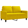 Sofá de 2 lugares - Sofá fixo veludo 120 cm amarelo