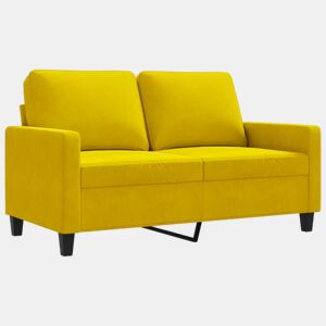 Sofá de 2 lugares - Sofá fixo veludo 120 cm amarelo