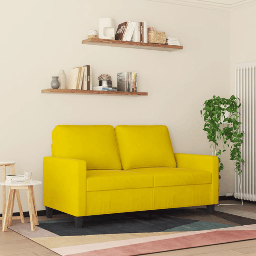 Sofá de 2 lugares - Sofá fixo veludo 120 cm amarelo
