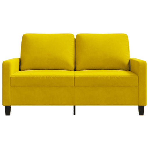 Sofá de 2 lugares - Sofá fixo veludo 120 cm amarelo