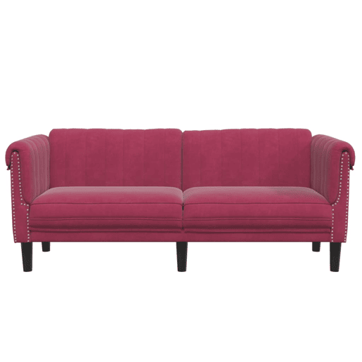 Sofá de 2 lugares - Sofá fixo veludo vermelho tinto
