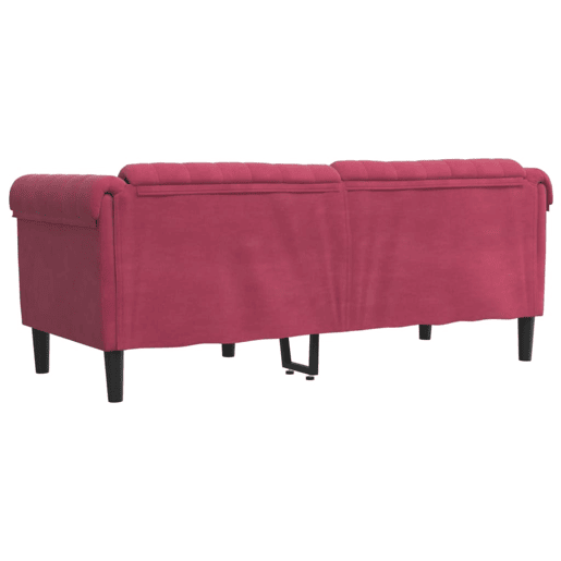 Sofá de 2 lugares - Sofá fixo veludo vermelho tinto