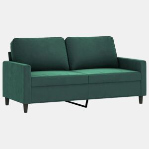 Sofá de 2 lugares - Sofá fixo 140 cm veludo verde-escuro