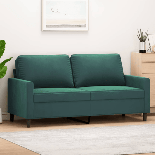 Sofá de 2 lugares - Sofá fixo 140 cm veludo verde-escuro Sofá de 2 lugares - Sofá fixo 140 cm veludo verde-escuro