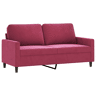 Sofá de 2 lugares - Sofá fixo veludo 140 cm vermelho tinto