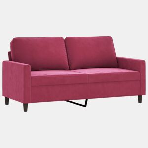 Sofá de 2 lugares - Sofá fixo veludo 140 cm vermelho tinto