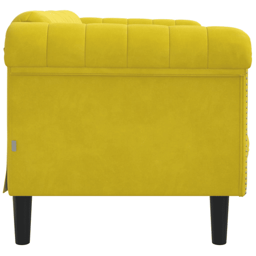 Sofá de 2 lugares - Sofá fixo veludo amarelo