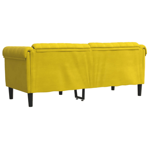 Sofá de 2 lugares - Sofá fixo veludo amarelo