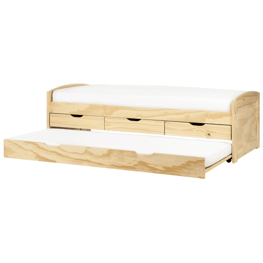 Cama gavetão Pinho PETIVILLE 90 x 200 cm Castanho claro
