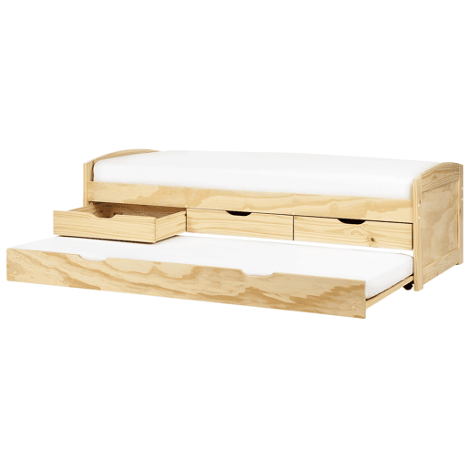 Cama gavetão Pinho PETIVILLE 90 x 200 cm Castanho claro