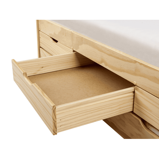 Cama gavetão Pinho PETIVILLE 90 x 200 cm Castanho claro
