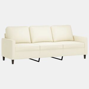 Sofá de 3 lugares - Sofá fixo 180 cm veludo cor creme