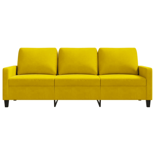 Sofá de 3 lugares - Sofá fixo 180 cm veludo amarelo