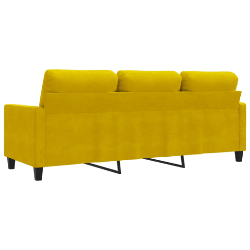 Sofá de 3 lugares - Sofá fixo 180 cm veludo amarelo