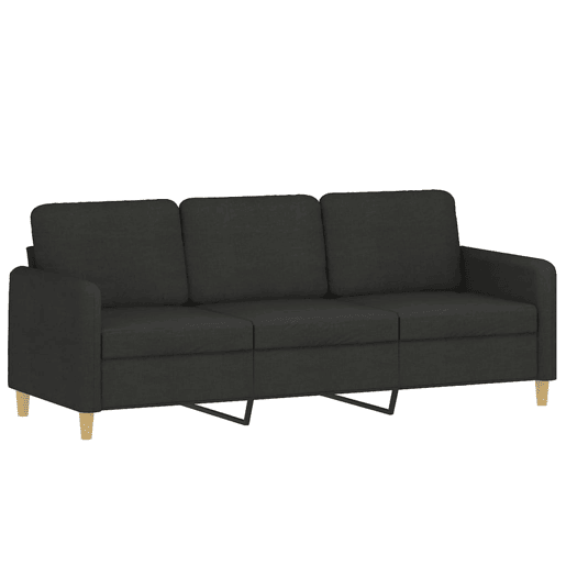 Sofá de 3 lugares - Sofá fixo tecido 180 cm preto Sofá de 3 lugares - Sofá fixo tecido 180 cm preto