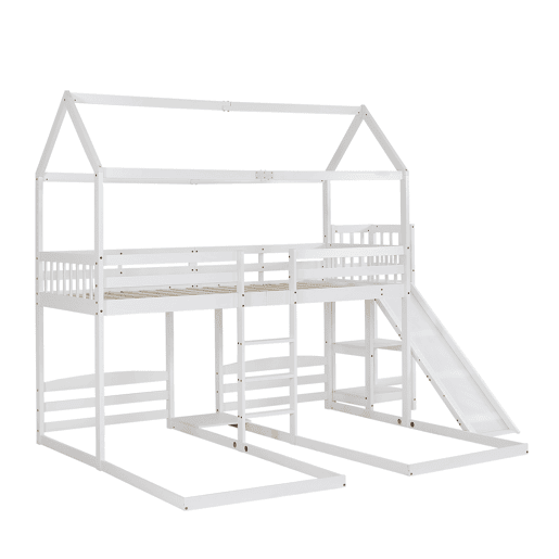 Beliche triplo,cama-casa,cama tripla de madeira de pinho 90x200cm,branco Beliche triplo,cama-casa,cama tripla de madeira de pinho 90x200cm,branco