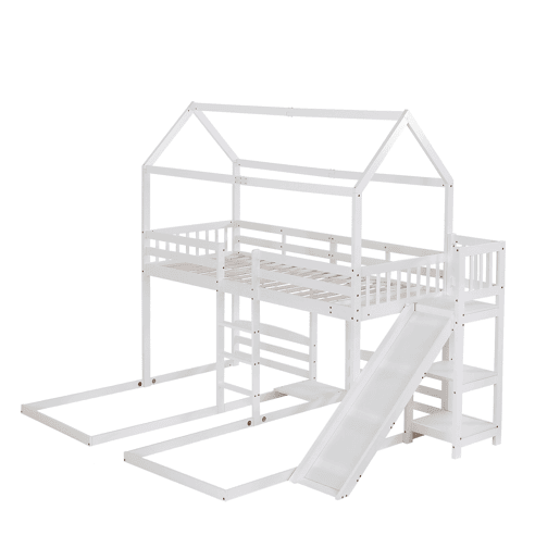 Beliche triplo,cama-casa,cama tripla de madeira de pinho 90x200cm,branco Beliche triplo,cama-casa,cama tripla de madeira de pinho 90x200cm,branco