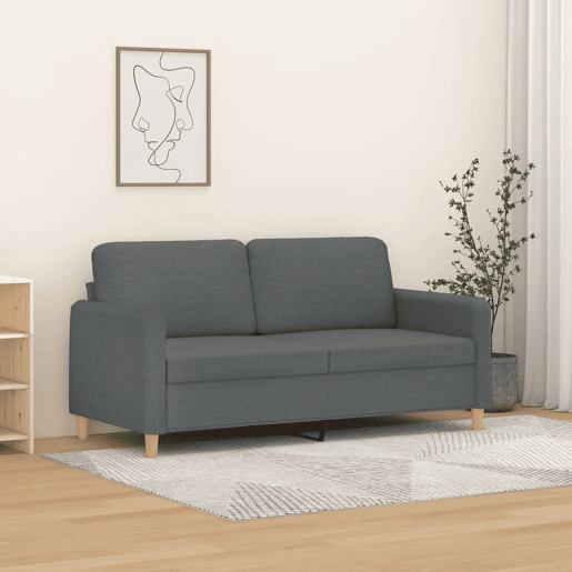 Sofá de 2 lugares - Sofá fixo em tecido 140 cm cinzento-escuro Sofá de 2 lugares - Sofá fixo em tecido 140 cm cinzento-escuro