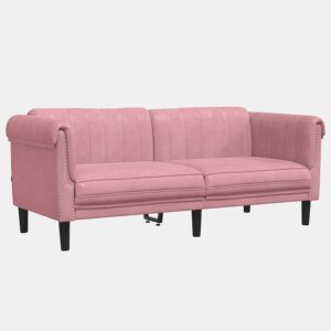 Sofá de 2 lugares - Sofá fixo veludo rosa