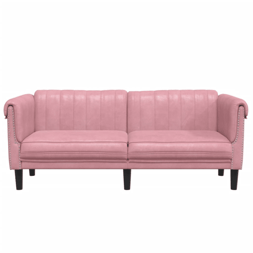 Sofá de 2 lugares - Sofá fixo veludo rosa
