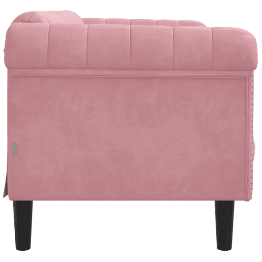 Sofá de 2 lugares - Sofá fixo veludo rosa
