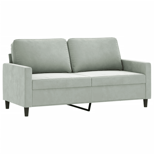 Sofá de 2 lugares - Sofá fixo 140 cm veludo cinza-claro Sofá de 2 lugares - Sofá fixo 140 cm veludo cinza-claro
