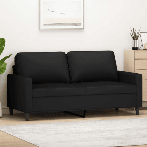 Sofá de 2 lugares - Sofá fixo veludo 140 cm preto Sofá de 2 lugares - Sofá fixo veludo 140 cm preto