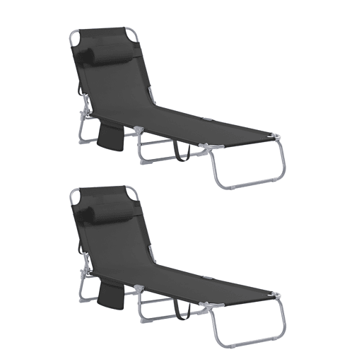 CONJUNTO DE 2 ESPREGUIÇADEIRAS PRETAS OGS35-SCHX2 SOBUY