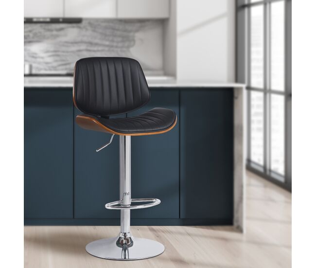Lote de 2 taburetes de bar clawson imitación cuero simil cuero nogal/negro 50x50x94 cm