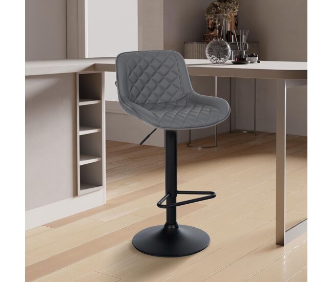 Taburete de bar kasson simil cuero gris 52x50x84 cm
