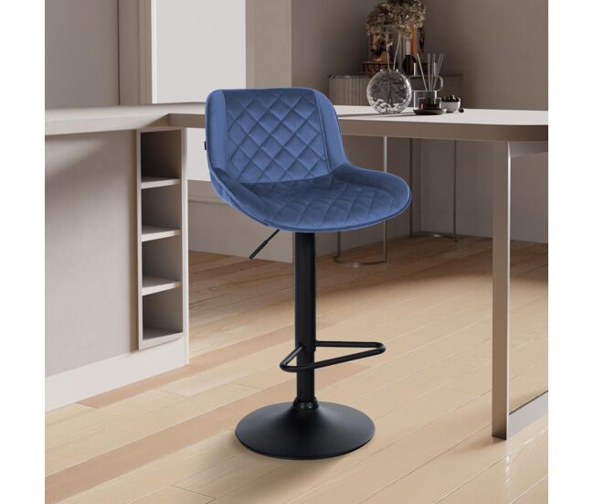 Taburete de bar kasson terciopelo azul 52x50x84 cm
