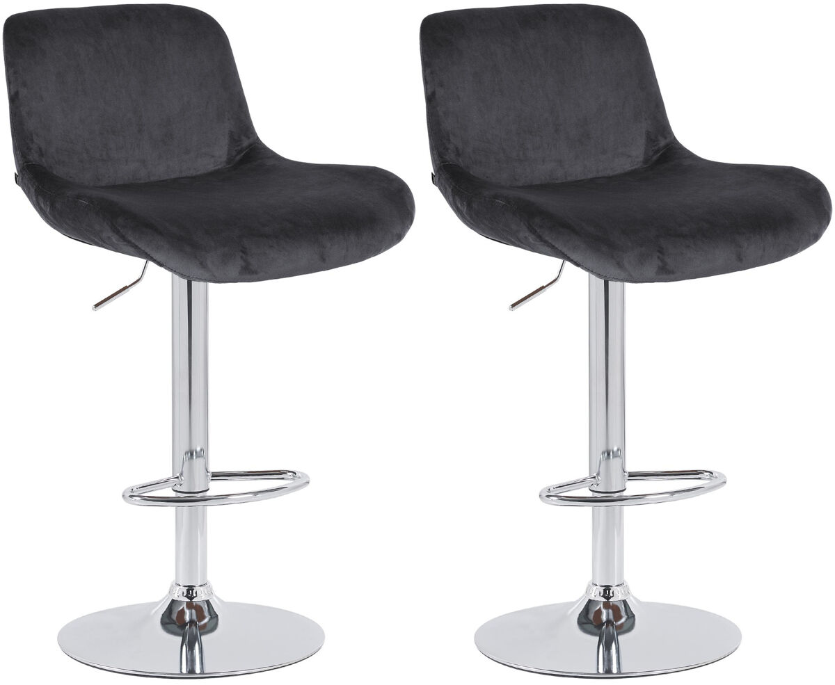 Lote de 2 taburetes de bar solon cromados terciopelo negro 50x50x85 cm