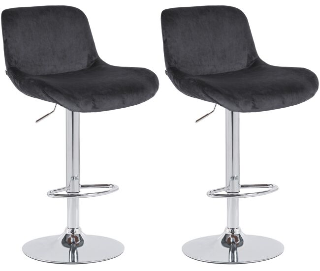 Lote de 2 taburetes de bar solon cromados terciopelo negro 50x50x85 cm