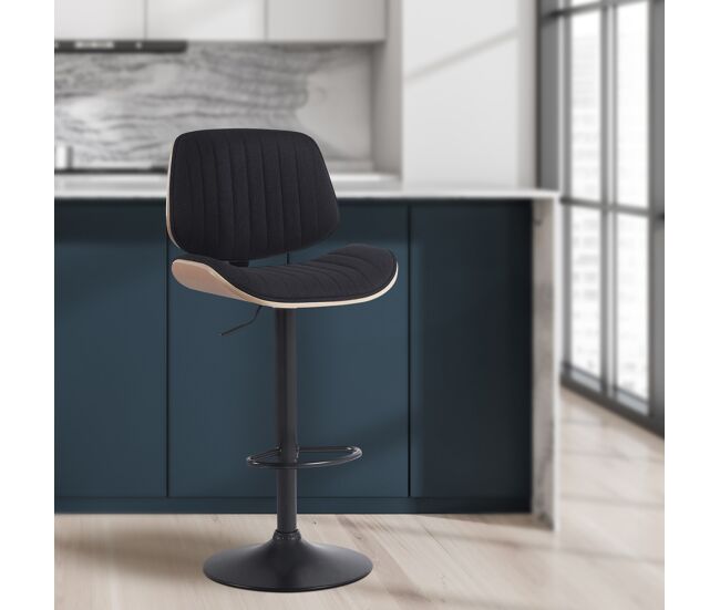 Lote de 2 taburetes de bar clawson de tela natural/negro 50x50x94 cm