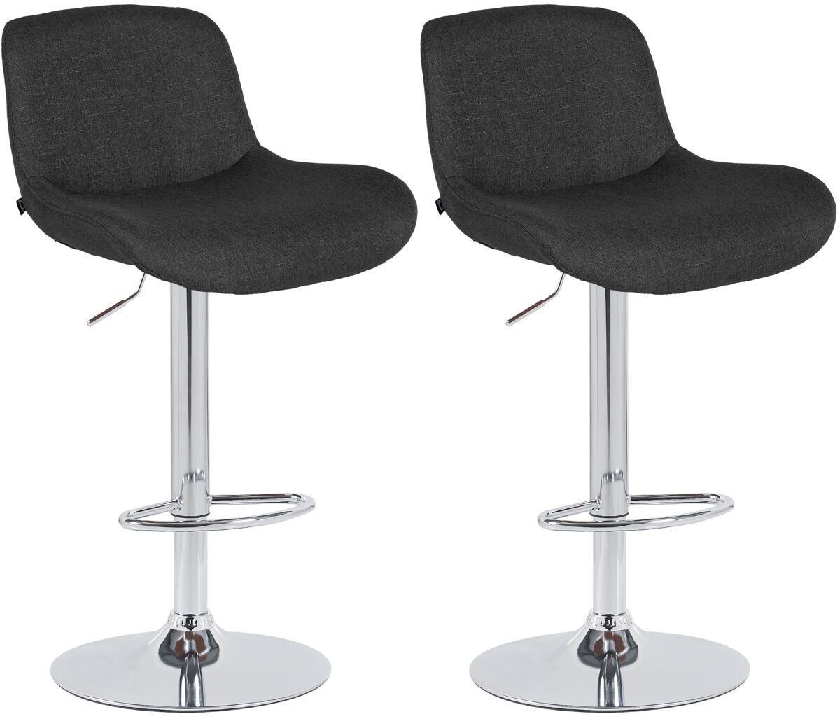 Lote de 2 taburetes de bar solon cromados tela negro 50x50x85 cm