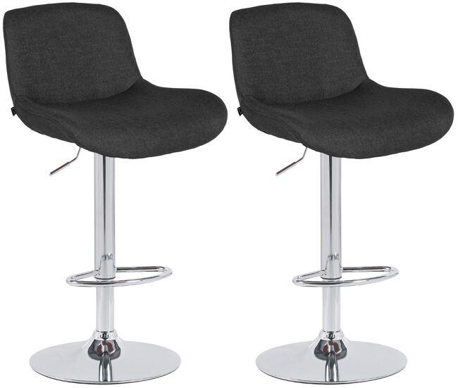 Lote de 2 taburetes de bar solon cromados tela negro 50x50x85 cm