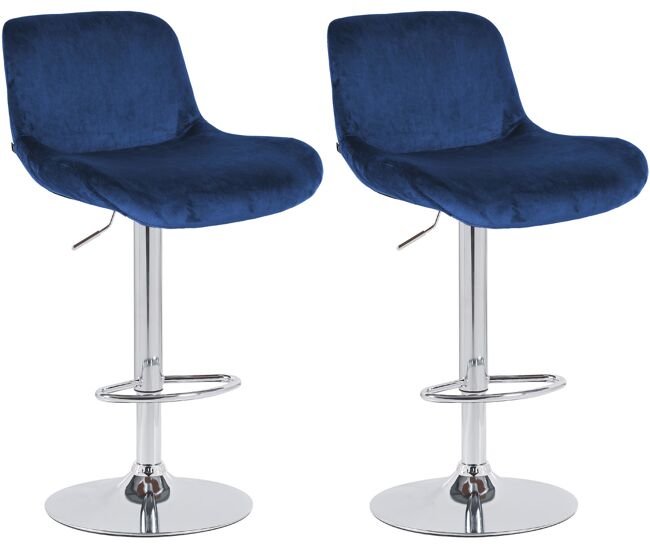 Lote de 2 taburetes de bar solon cromados terciopelo azul 50x50x85 cm
