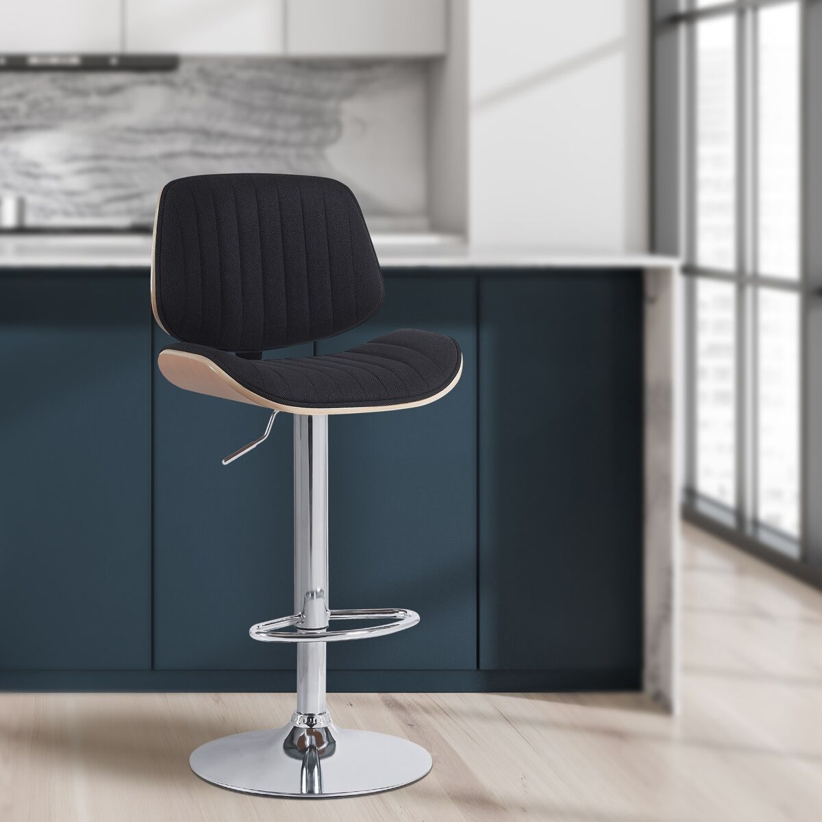 Lote de 2 taburetes de bar clawson de tela natural/negro 50x50x94 cm