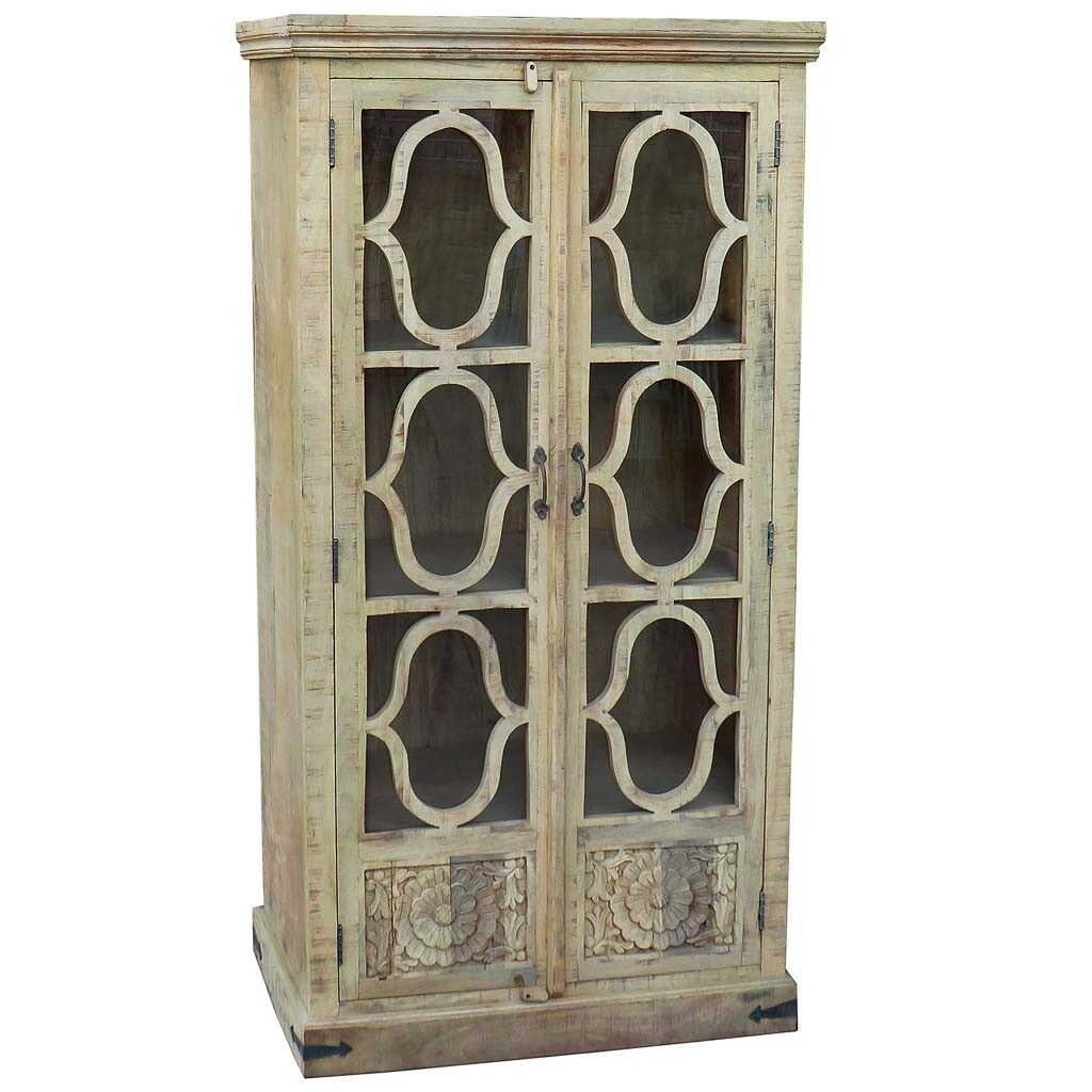 Vitrina de madera beige 100x45x196