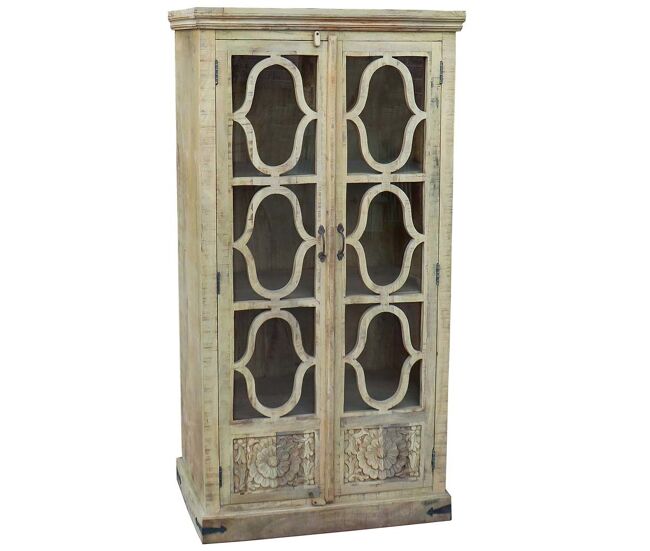 Vitrina de madera beige 100x45x196