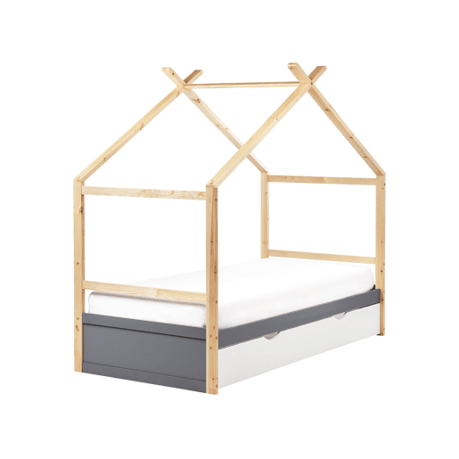 Cama infantil Casa Pinho ORGEVAL 90 x 200 cm com arrumação Cinzento