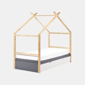 Cama infantil Casa Pinho ORGEVAL 90 x 200 cm com arrumação Cinzento