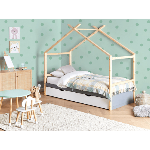 Cama infantil Casa Pinho ORGEVAL 90 x 200 cm com arrumação Cinzento