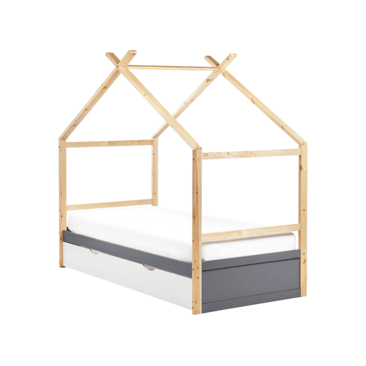 Cama infantil Casa Pinho ORGEVAL 90 x 200 cm com arrumação Cinzento