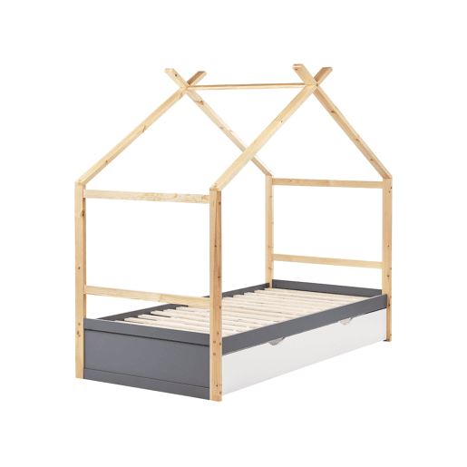 Cama infantil Casa Pinho ORGEVAL 90 x 200 cm com arrumação Cinzento