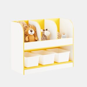 Estante infantil para brinquedos e livros, 3 compartimentos e 3 caixas de plástico, 70x30x58 cm KMB107-G SoBuy PT