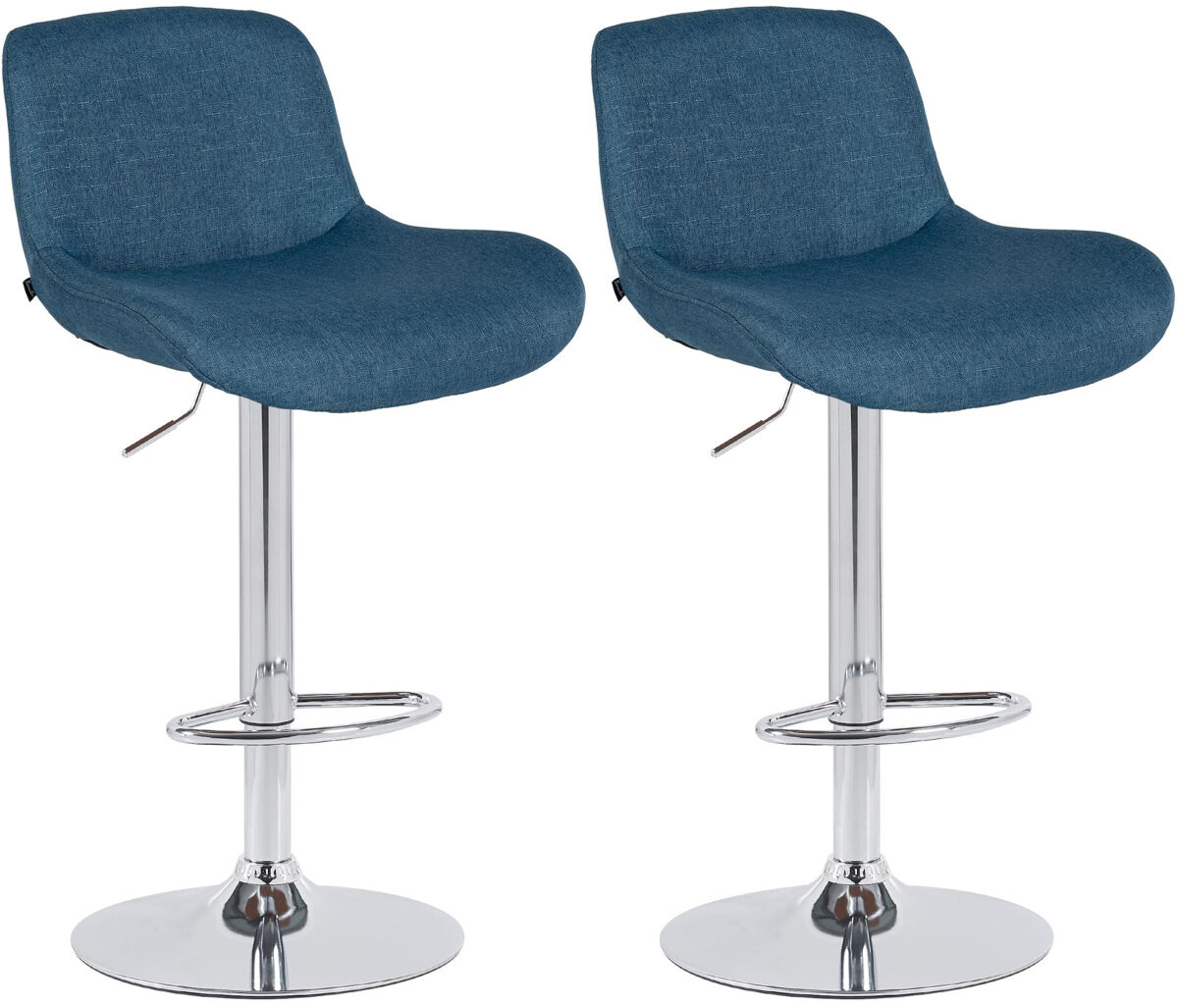 Lote de 2 taburetes de bar solon cromados tela azul 50x50x85 cm