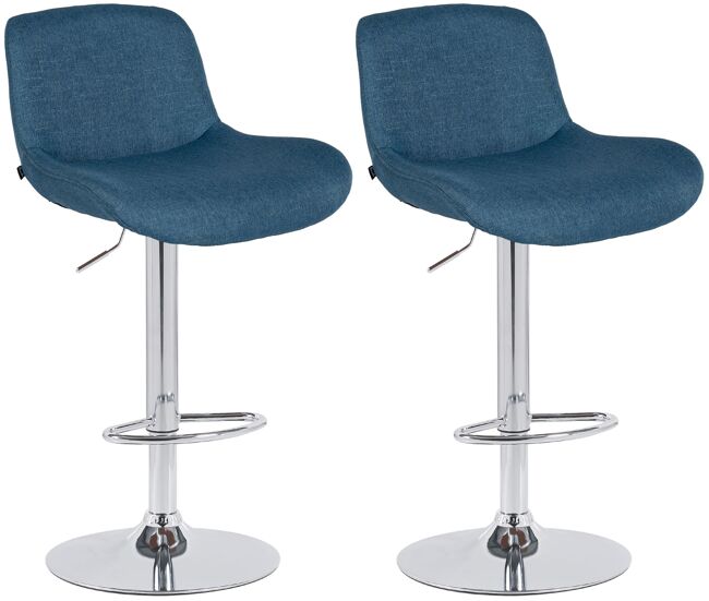Lote de 2 taburetes de bar solon cromados tela azul 50x50x85 cm