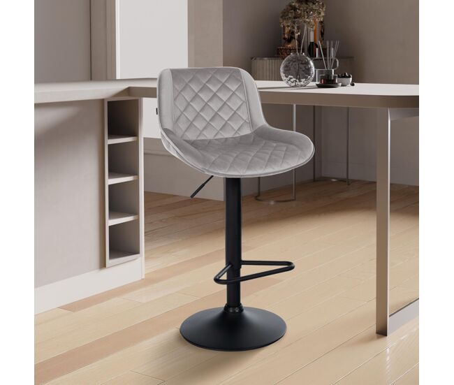 Taburete de bar kasson terciopelo gris 52x50x84 cm