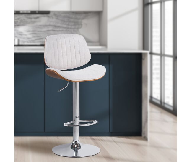 Lote de 2 taburetes de bar clawson de tela nogal/crema 50x50x94 cm
